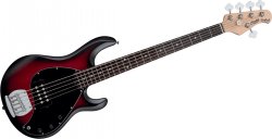 STERLING BY MUSIC MAN STINGRAY RUBY RED BURST SATIN, 5-CORDES