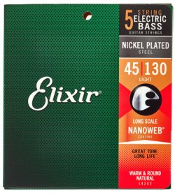 Elixir 14202 Nanoweb Saiten für 5-Saiter E-Bass Light